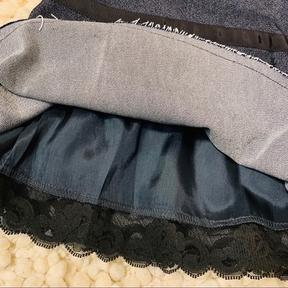 Trina Turk LA | Mermaid Lace Flared Peplum Ruffle Denim Fully Lined Midi Skirt 4 - Picture 3 of 16